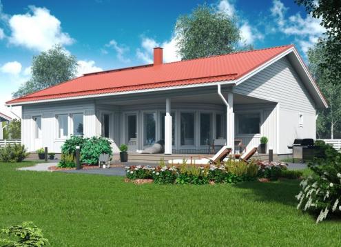 № 1056 Купить Проект дома Валокари 115-134. Закажите готовый проект № 1056 в Новосибирске, цена 41400 руб.